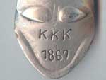 1867年製 KKK、Ku Klux Klan、クー・クラックス・クランのシルバー製の団員バッチ