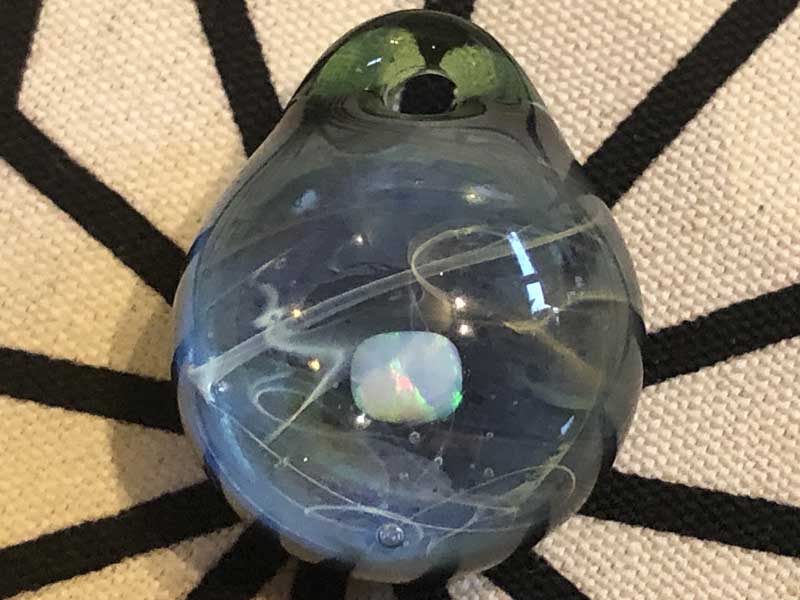 ���e�� �}�z�I �I�p�[�� �R�X�� �y���_���g N-2423 �R�t�� Pyrex Glass �A�[�g�K���X�̃l�b�N���X