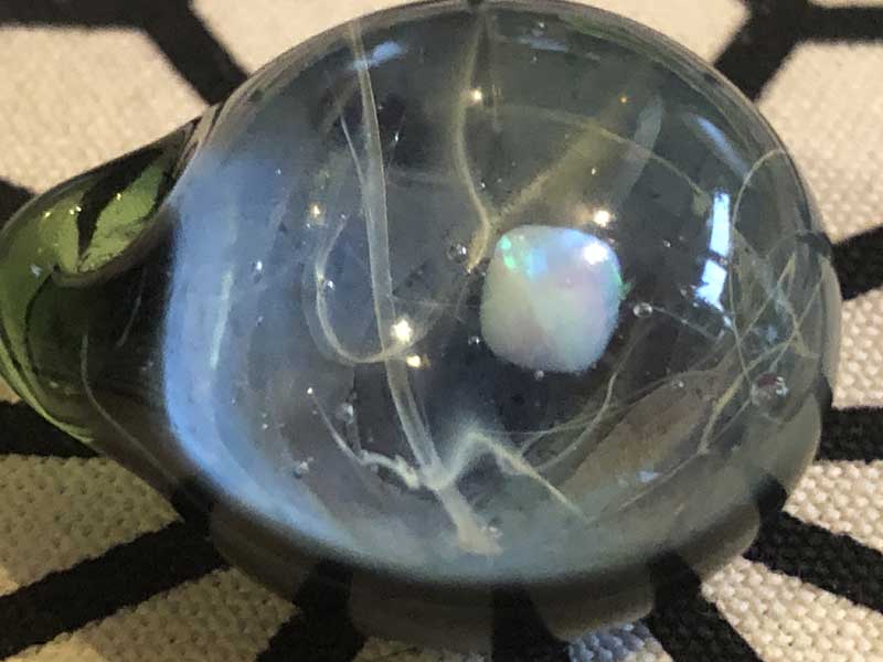 ���e�� �}�z�I �I�p�[�� �R�X�� �y���_���g N-2423 �R�t�� Pyrex Glass �A�[�g�K���X�̃l�b�N���X