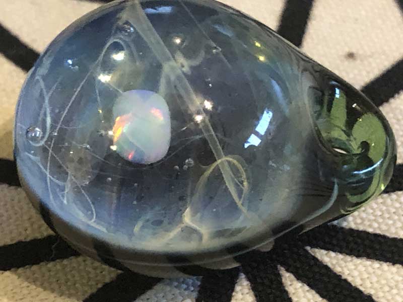 ���e�� �}�z�I �I�p�[�� �R�X�� �y���_���g N-2423 �R�t�� Pyrex Glass �A�[�g�K���X�̃l�b�N���X