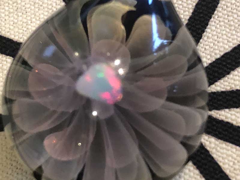 ���e�� �}�z�I �I�p�[�� �t�@�i �y���_���g N-2745 �R�t�� Pyrex Glass �A�[�g�K���X�̃l�b�N���X