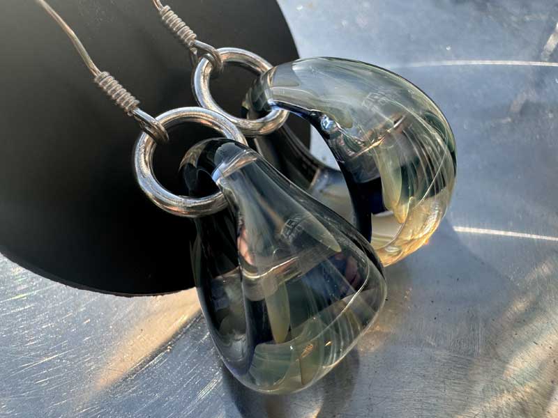 ���e�� �}�z�I �t�@�i�s�A�X O-536 Pyrex Glass & silver ���g�p�����A�[�g�K���X�̃s�A�X �A�N�Z�T���[