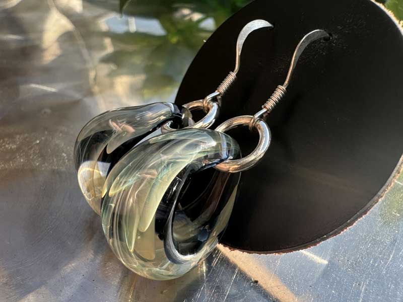 ���e�� �}�z�I �t�@�i�s�A�X O-536 Pyrex Glass & silver ���g�p�����A�[�g�K���X�̃s�A�X �A�N�Z�T���[