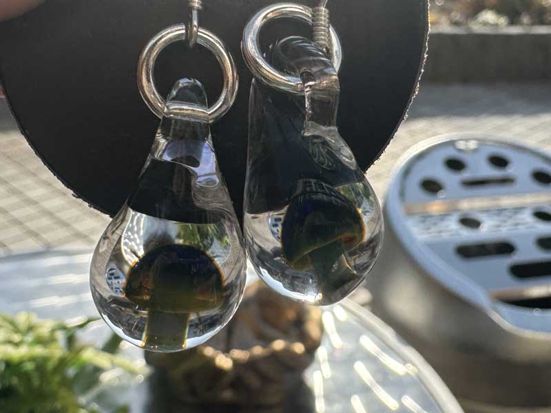 ���e�� �L�m�R�A�}�b�V�����[�� �s�A�X O-537 Pyrex Glass & silver ���g�p�����A�[�g�K���X�̃s�A�X