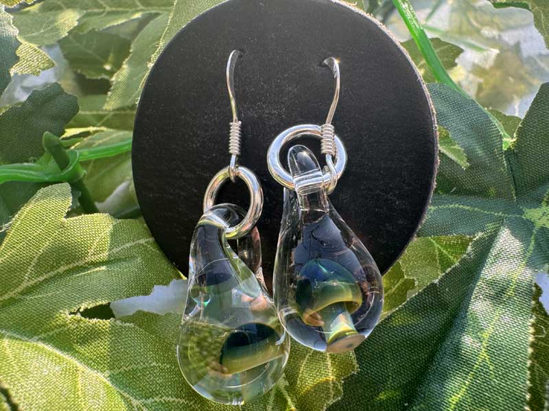 ���e�� �L�m�R�A�}�b�V�����[�� �s�A�X O-537 Pyrex Glass & silver ���g�p�����A�[�g�K���X�̃s�A�X