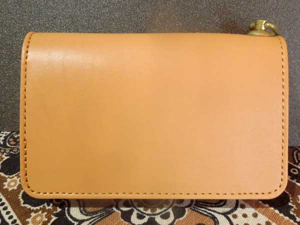 KC's Leather Craft Hand Made in Japanロングビルフォードスタッズ ワレット NaturalxRed