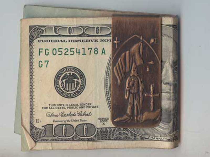 Antique Cult Goods/KKK�AKu Klux Klan�A�N�[�E�N���b�N�X�E�N���� Brass Money Clip