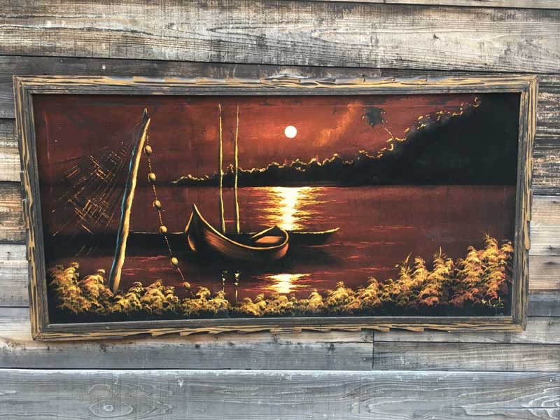 Vintage Air Brush Art �r���e�[�W�@�����[�W�T�C�Y �쉈���̑D�ƃW�����O���̃G�A�u���V�A�[�g