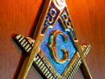 Antique Freemason分度器、定規、Gマークでお馴染みのフリーメーソンロゴのWood Sign