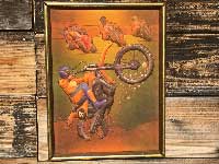 Vintage Motorcycles 3D Art、立体的なモトクロスバイク、レーサーのウォールデコ、アート