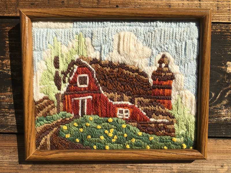 Vintage Used Needle Craft Art�AHome�@Wall Deco �j�[�h���N���t�g ��|�A�[�g �c�ɂ̉Ƃ̃E�H�[���f�R