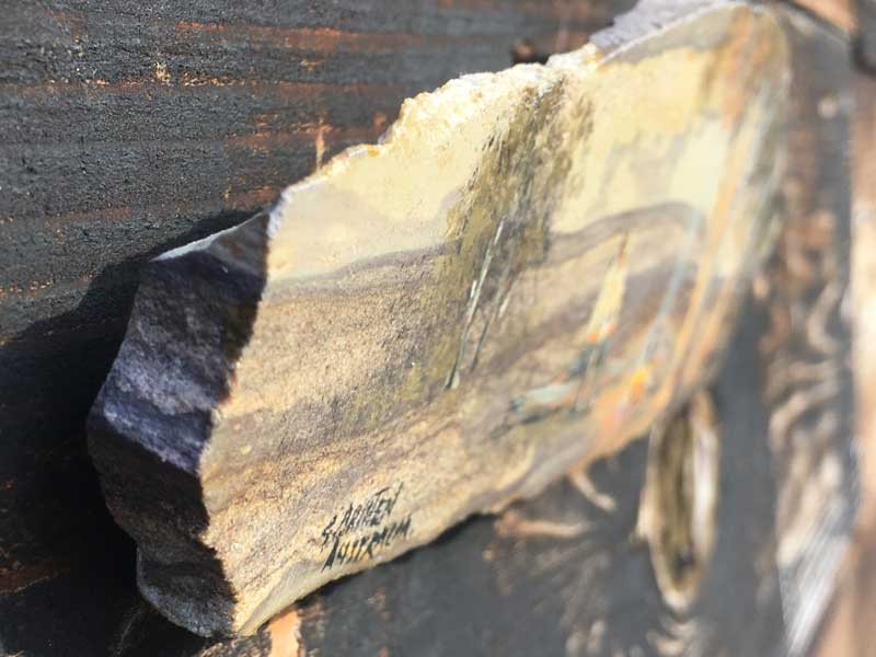 Antique�AVintage Handpaint SandStone Art�A�r���e�[�W �X�g�[�� �A�[�g�A�V�R�΂̎菑���̃A�[�g