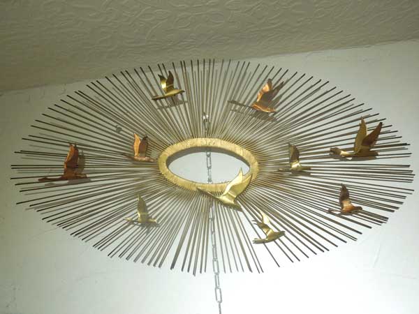 Sun Burst & Birds Metal Wall Scuipture by Curtis Jere �T���o�[�X�g�ƒ��̃E�H�[���f�R�A�J�[�e�B�X�W�F���@