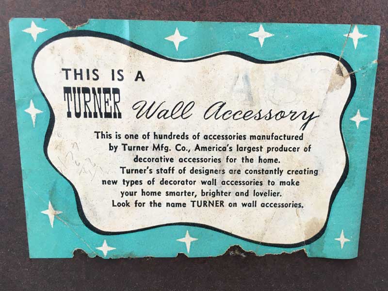 Vintage 1950 TURNER WALL Accesory 50�N�� �^�[�i�[�@�~�b�h�Z���`�����[�@�E�H�[���f�R�A�A�[�g