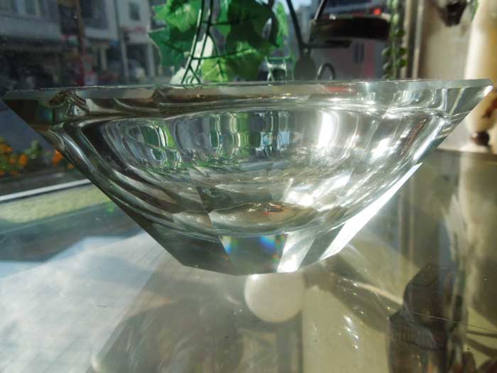 Antique 10 Square crystal Glass Junk/�A���e�B�[�N 10�p�`�̃N���X�^���K���X�̊D�M ���ꊄ��