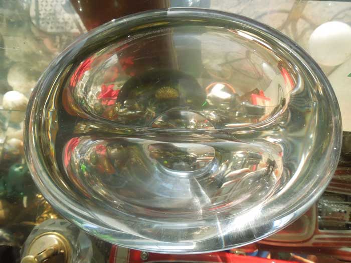 Antique Clear HeavyCrystal Glass Ashtray/�A���e�B�[�N �����ŏd�����N���X�^���K���X�̊D�M