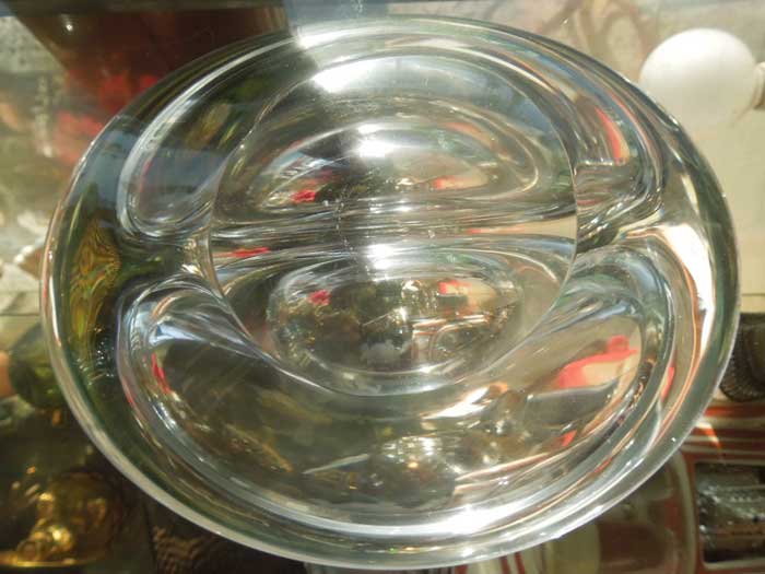 Antique Clear HeavyCrystal Glass Ashtray/�A���e�B�[�N �����ŏd�����N���X�^���K���X�̊D�M