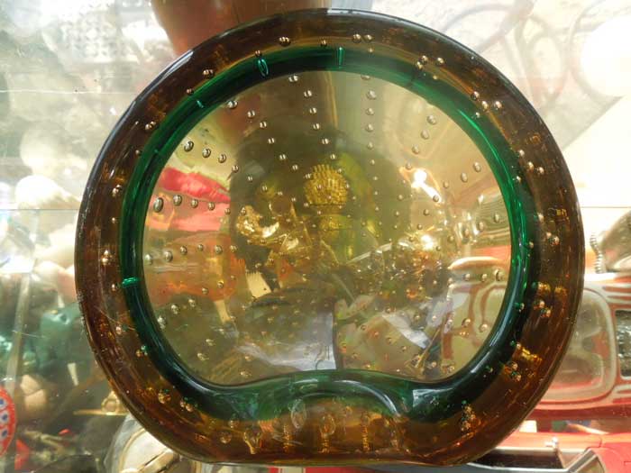 Antique Murano Glass Ashtray/1960�N�� �����m�K���X �D�M Brown x Green  �C�A