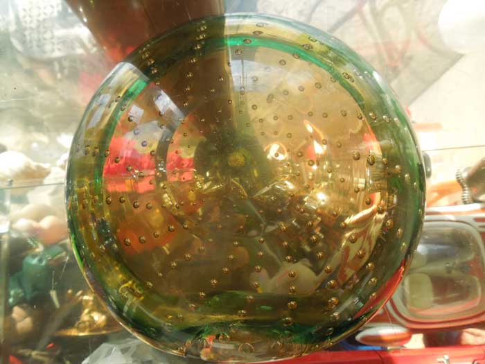 Antique Murano Glass Ashtray/1960�N�� �����m�K���X �D�M Brown x Green  �C�A