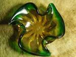 Antique Murano Glass Ashtray (アンティーク ムラノ ガラス アシュトレイ) 緑×オレンジ グラデーション