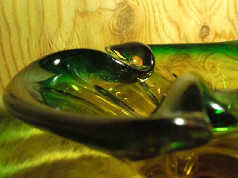 Antique Murano Glass Ashtray((アンティーク ムラノ ガラス アシュトレイ) )緑×オレンジ グラデーション