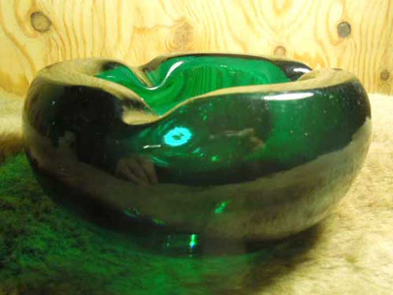 Antique Murano Glass Ashtray/Heavy Green �����m�K���X �D�M