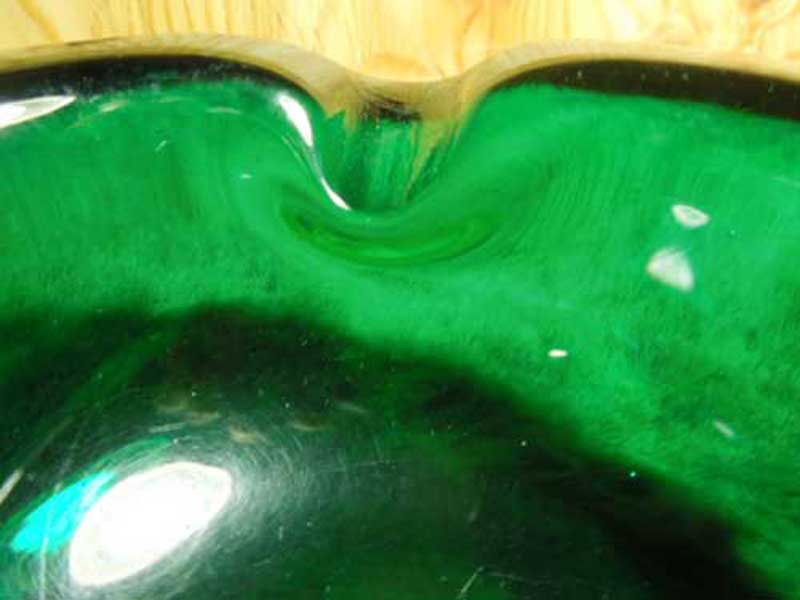 Antique Murano Glass Ashtray/Heavy Green �����m�K���X �D�M