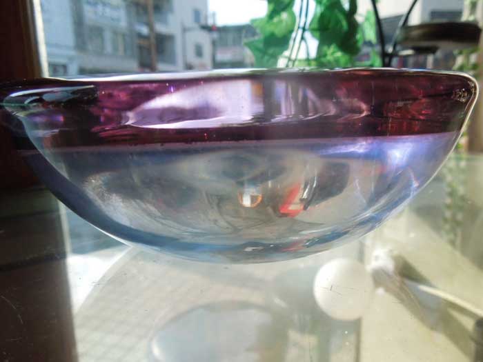 Antique Murano Glass Ashtray/�����m�K���X �D�M Sax x Pink x Clear