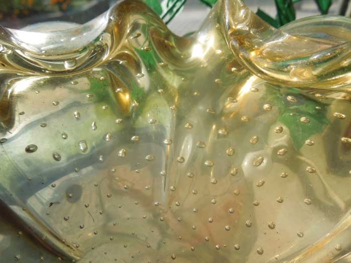 Antique Murano Glass Ashtray/�����m�K���X �D�M Light Yellow �C�A 