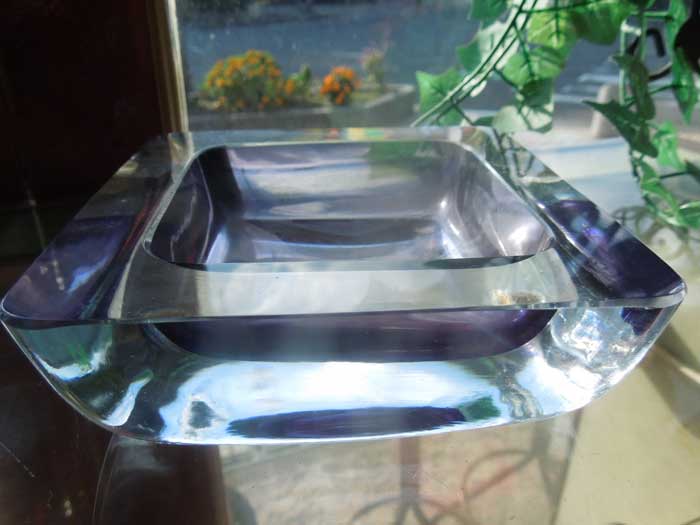 Antique Crystal Glass Ashtray/�A���e�B�[�N�@�N���X�^���K���X�D�M Smoke x Purple