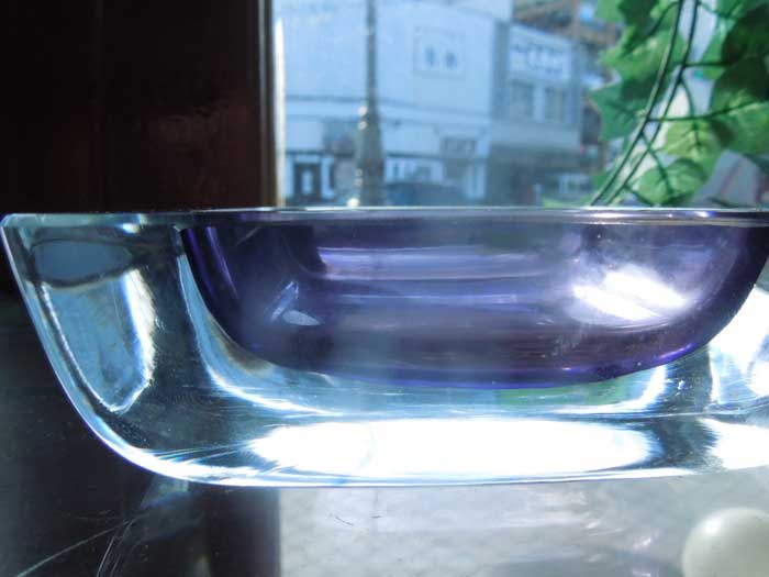 Antique Crystal Glass Ashtray/�A���e�B�[�N�@�N���X�^���K���X�D�M Smoke x Purple