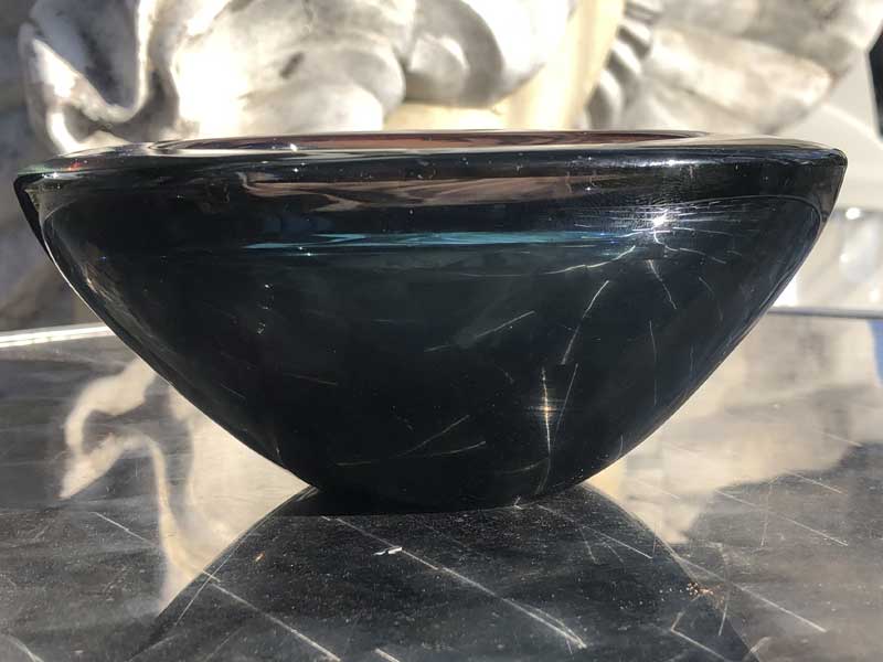 Antique Murano Glass Heavy Wight Ashtray/ビンテージ ムラノガラス 灰皿 Dark Green x Sax x Pink