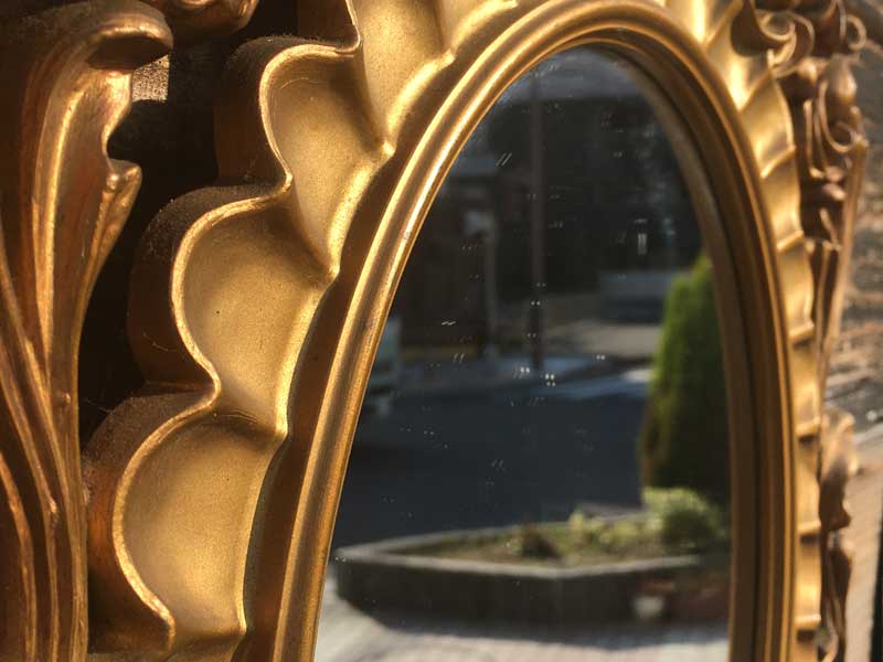 1970's Vintage Wall Gold Mirror 70�N�� ������ �S�[���h �Ǌ|���~���[�A���@�C�^���A��