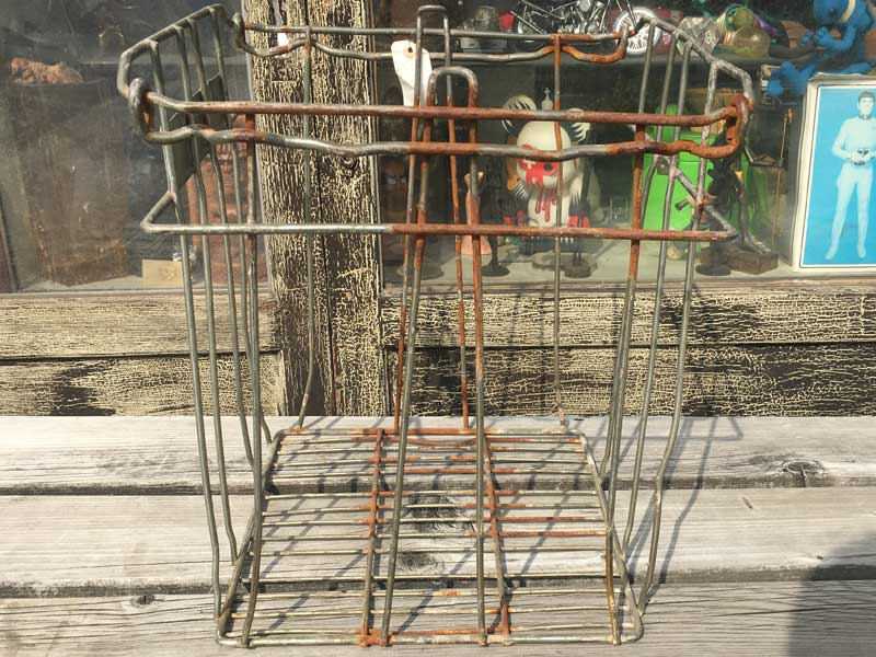 Antique Vintage Iron Busket �r���e�[�W �X�^�b�L���O�\�ȃ��^�� ���C���|���̃o�X�P�b�g�A�S���̃J�S�@