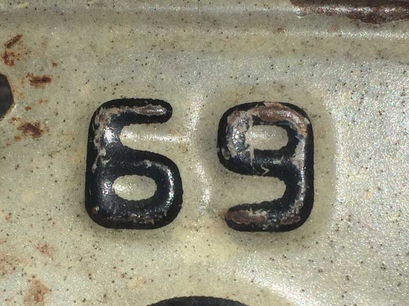 Vintage Used US Number �A���J�̃i���o�[�v���[�g 1969�N�� Texas Truck �e�L�T�X�B