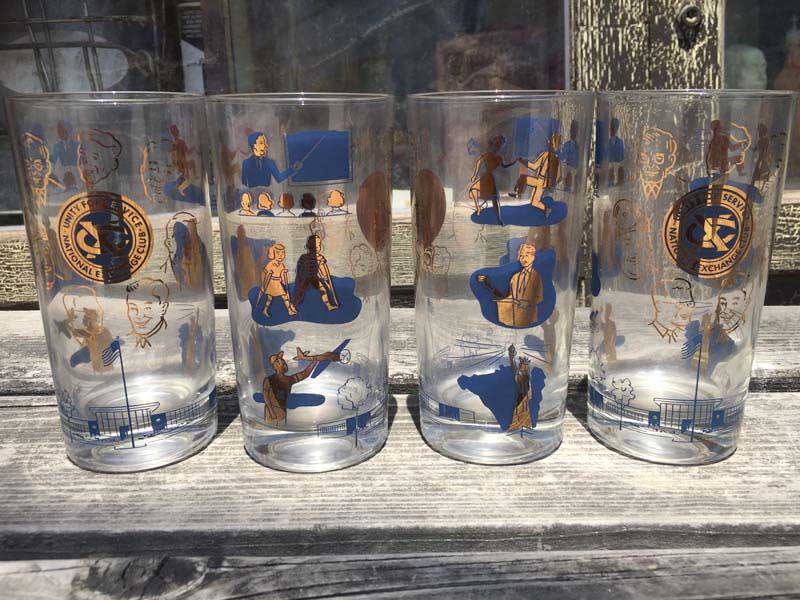 Vintage Glass 1950�`1960�N�� Deadstock National Exchange Club �K���X���^���u���[�O���X