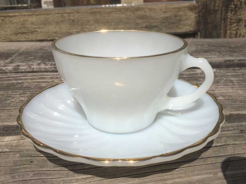 Antique Anchor Hocking Tea Cup/White Swirl�A�A���J�[�z�b�L���O�e�B�[�J�b�v �J�b�v�A���h�\�[�T�[