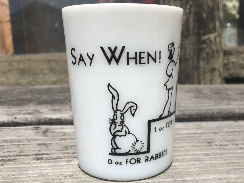 Antique Hazel Atlas Milkglass Jackass �w�[�[���A�g���X �~���N�O���X�̃V���b�g�O���X�@�W���b�J�X