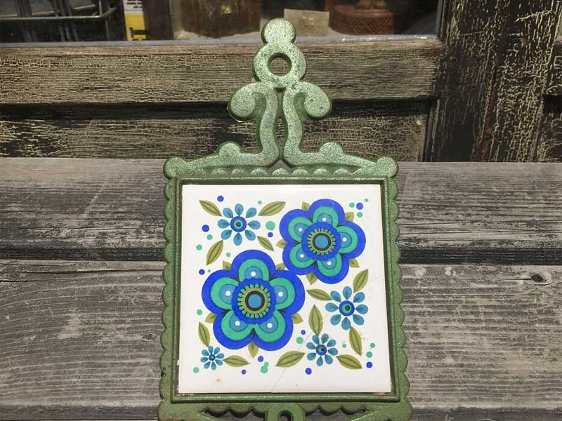 Vintage�@Trivet Wall Deco �^�C���A�[�g�̃g���x�b�g�A��~���AFlower