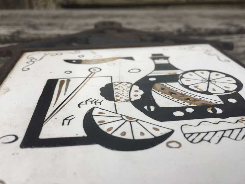 Vintage�@Trivet Wall Deco �^�C���A�[�g�̃g���x�b�g�A��~���A��