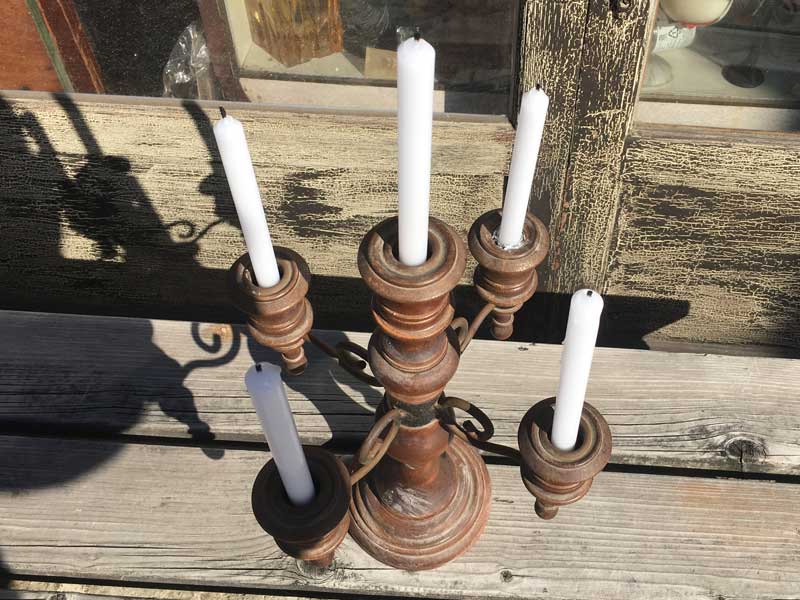 Antique Wood x Iron 5 Candle Stand /�A���e�B�[�N �ؐ� x �A�C�A���E5�� �L�����h���X�^���h