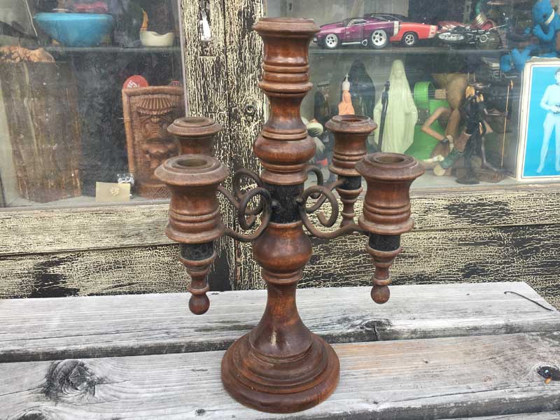Antique Wood x Iron 5 Candle Stand /�A���e�B�[�N �ؐ� x �A�C�A���E5�� �L�����h���X�^���h