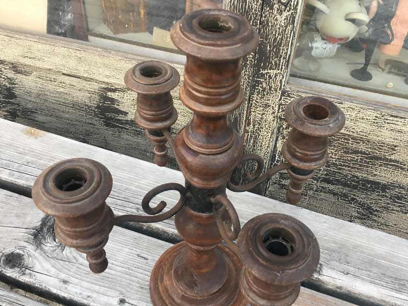 Antique Wood x Iron 5 Candle Stand /�A���e�B�[�N �ؐ� x �A�C�A���E5�� �L�����h���X�^���h