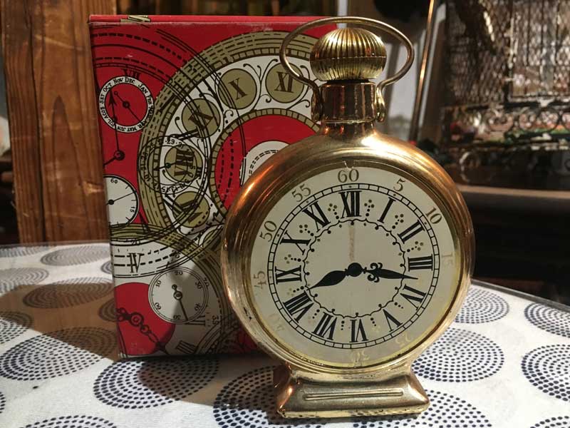 Vintage Used AVON 1968's Gold Clock�A�G�C�{�� ���t�� ���̊C�����v�̃{�g��