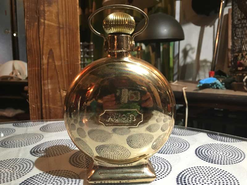 Vintage Used AVON 1968's Gold Clock�A�G�C�{�� ���t�� ���̊C�����v�̃{�g��