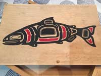 Vintage Used Haida Art Box、ハイダ族のアートワークがプリントされた木製Box