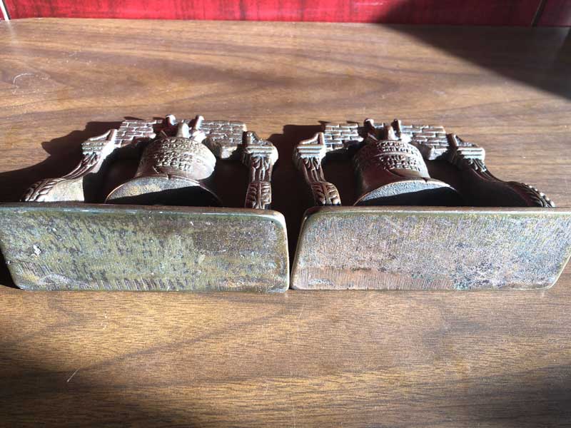 Antique�AVintage Cast Iron Liberty Bell Bookend ���o�e�B�x�� �u�b�N�G���h 2�� set �A�C�A������