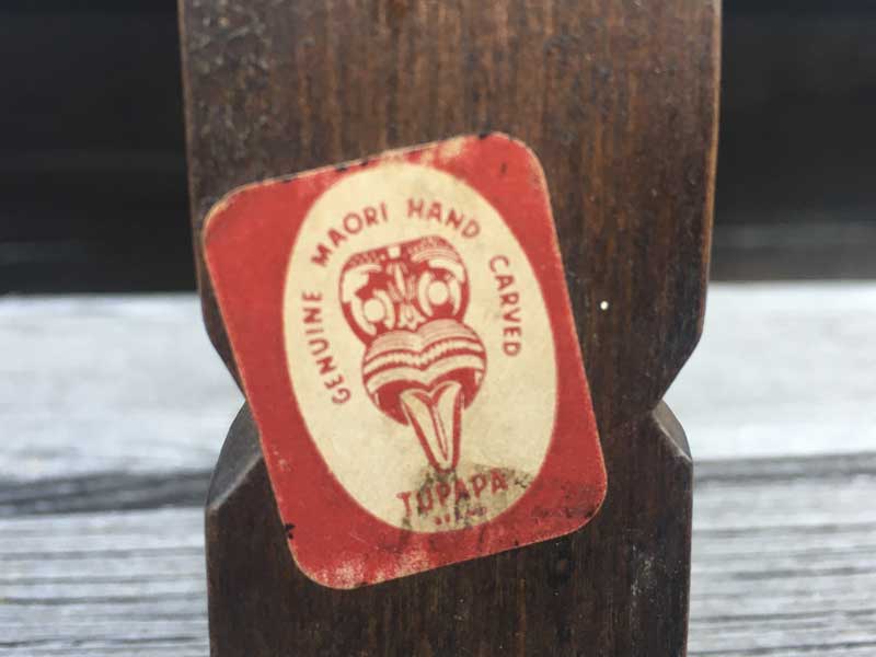 Vintage Genuine Maori Hand Carved TUPAPA�A�r���e�[�W �}�I�����̖ؒ���̃I�u�W�F Tiki �e�B�L