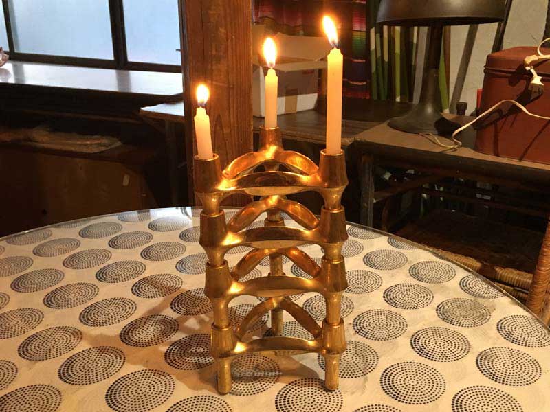 Vintage Nagel Candle Holder Gold Twist 1960�N��h�C�c �i�Q�� �S�[���h�̃L�����h���z���_�[
