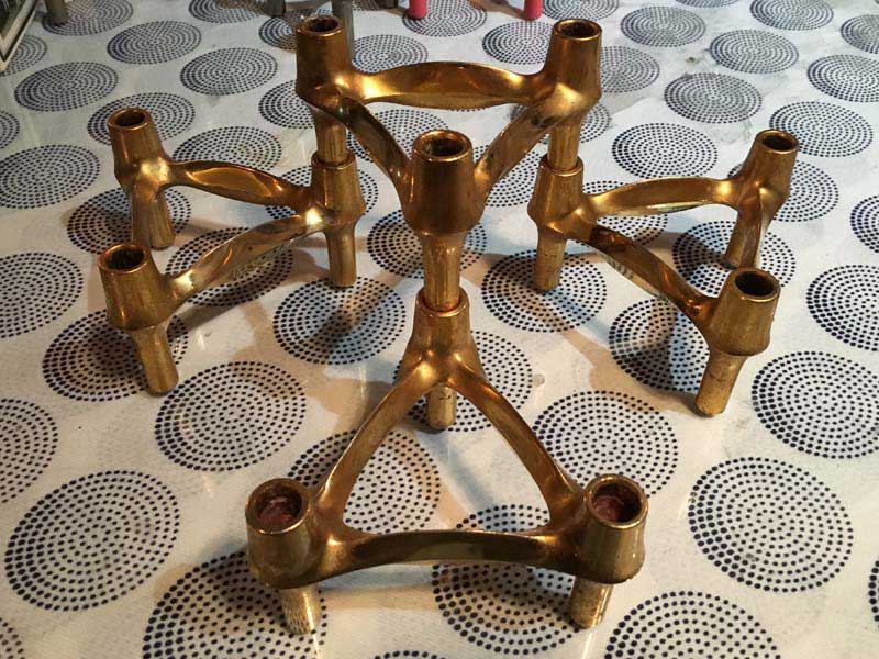 Vintage Nagel Candle Holder Gold Twist 1960�N��h�C�c �i�Q�� �S�[���h�̃L�����h���z���_�[